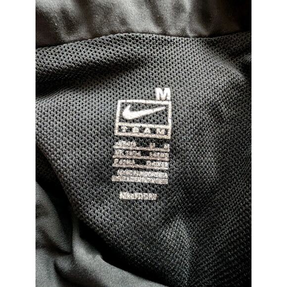 Nike Team Black Full Zip Jacket Sweater M White Stripe Logo Mock Neck Nike Fit - Picture 5 of 7